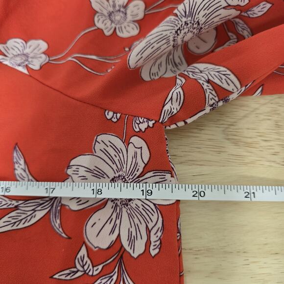 Sanctuary Blouse Womens Medium Red Floral Square Neck Long Sleeve Button Up‎ Top - Picture 5 of 9